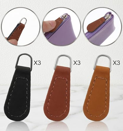 9 Pcs Purse Zipper Pull, Replacement Zipper Pull Tabs, Easy to Install Repair Extender for Jackets, Backpacks, Luggage, Wallets, Boots