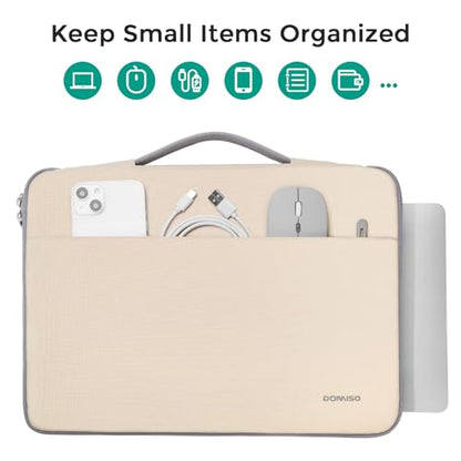 DOMISO 14 inch Laptop Case Sleeve Protective Cover Compatible with 15 inch MacBook Air M4 M3 M2,MacBook Pro,14-15 inch HP Dell ASUS Lenovo Chromebook,Waterproof Computer Cases Bag with Handle,Beige - color: Beige, size: 14" Laptop/15" for mac book