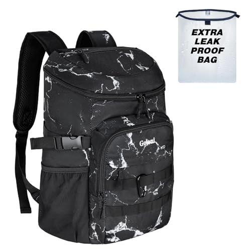 Cooler Backpack Insulated Leak Proof,Small Soft Coolers Bag for Men and Women Camping,Travel,Beach,Hiking,Picnic - color: Black Marble