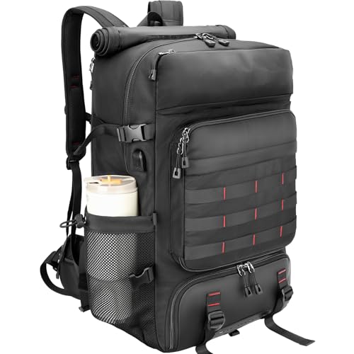 SWICKY Carry On Travel Backpack for Men, Flight Approved 50L Convertible Backpack Duffel Bag with Shoe Compartment & Wet Pocket, Expandable 17.3 Inch Laptop Backpack for Weekender Travel Gym Camping - color: 82525(black-fits 17.3 Inch Laptop)