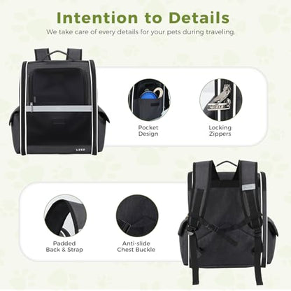 Lekereise Dog Carrier Backpack for Small Medium Dogs Cats up to 18 lbs, Breathable Pet Backpack Carrier with 3 Entrances, Collapsible Cat Backpack Carrier, Travel Hiking Puppy Backpack - color: Black, size: 12.99"L x 10.63"W x 15.75"H