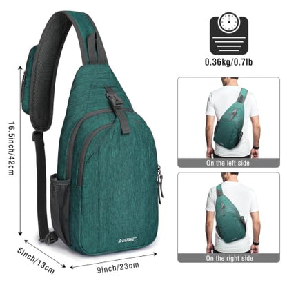 G4Free Sling Bag for Men and Women, RFID Blocking Crossbody Bag, Lightweight Sling Backpack for Travel, Hiking, Walking and Daily Use - color: Dark Green
