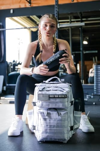 WOLFpak 35L Tactical Gym Backpack (Polar White) Durable 1000D Waterproof Oxford Material with MOLLE Webbing, Laptop Pocket & Dual Cup Holders, Durable Fitness/Travel/Military Daypack - color: Polar White