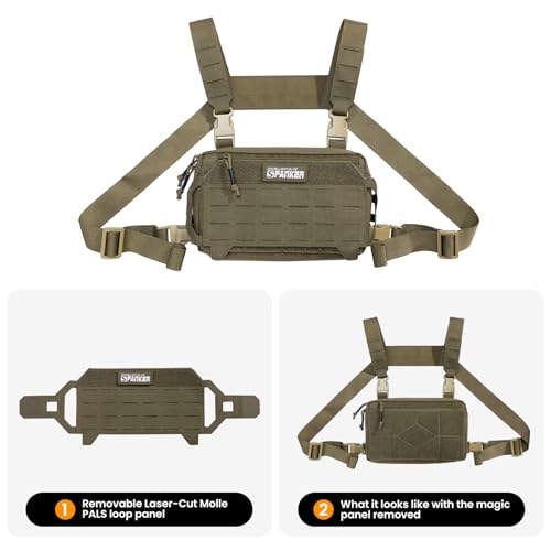 EXCELLENT ELITE SPANKER Tactical Chest Rig Pack EDC Chest Bag Molle Utility Chest Pouch for Outdoor Hunting Workouts Hiking - color: Ranger Green