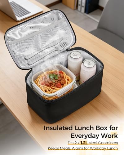 MATEIN CLASSIC Womens Lunch Box Backpack for Work, Insulated Lunch Backpack with Divider & Removable Lunchbox Set, Large 15.6" Laptop Backpack, Water-Resistant Commuter Bag for Work & Daily Meal Prep