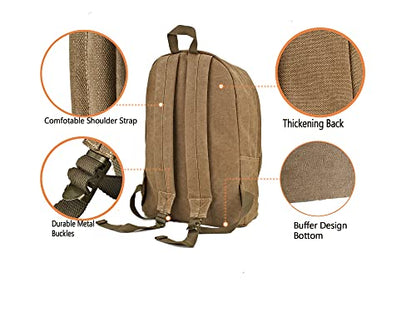 Canvas Laptop Backpack, Durable Rucksack, Travel Bag Fits 15.6 Inch Notebook for Men Women Factory Directly(Coffee) - color: Coffee