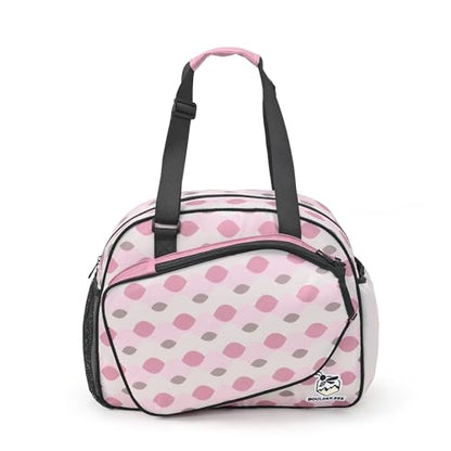 Boulder Bee Pickleball Tote Bag for Women with Paddle Holder - color: Pink Checkered Pattern