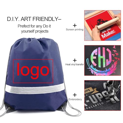 BeeGreen Reflective Drawstring Bags 20 Packs Navy Blue Large Drawstring Bags String Backpack for Gym Sports Trip with Reflective Strip Cinch Sack DIY for Women Men Team - color: Reflective Navy