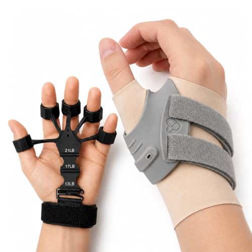 SALOI 3-in-1 CMC Thumb Brace Kit with Finger Strengthener & Thumb Sleeve – Spica Splint for Arthritis, De Quervain's, Trigger Thumb & Basal Joint Support – Adjustable Stabilizer with Grip Trainer for Hand Rehab. - size: Medium