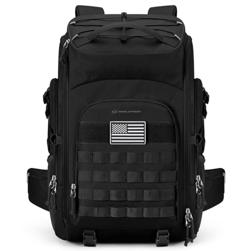 Maelstrom Tactical Backpack for Men, Water Resistant 40L Military Backpack, for Hiking, Camping, Gym with Molle System (Black) - color: A.black