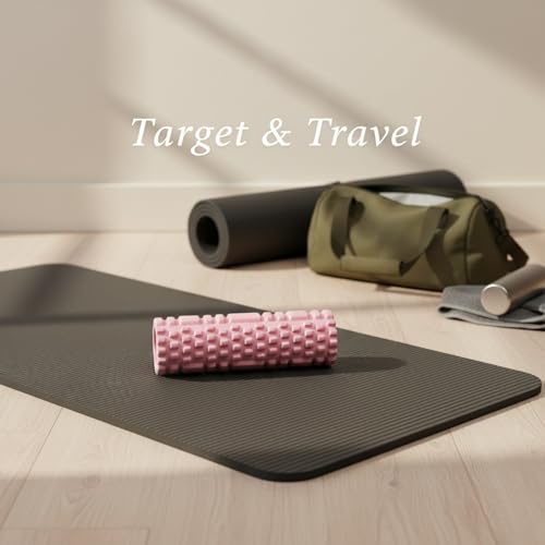 Mini Textured Foam Roller, 10 Inch Portable PVC Roller for Travel, Gym & Yoga, Compact Design (Pink/Blue) - color: Pink