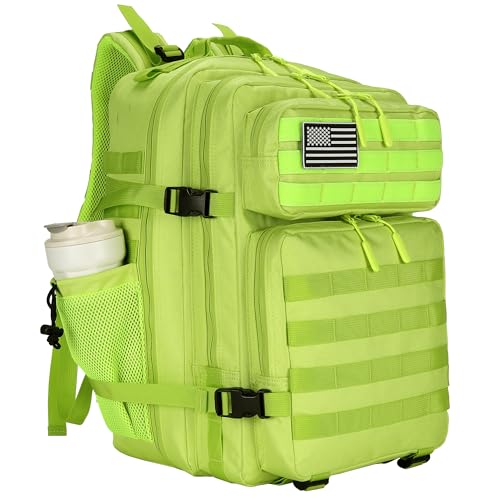Lovelinks21 45L Tactical Assault Backpack 3 day assault pack with Molle Waterproof backpack Rucksack for Tactical Backpacks (Fluorescent Green) - color: Fluorescent Green