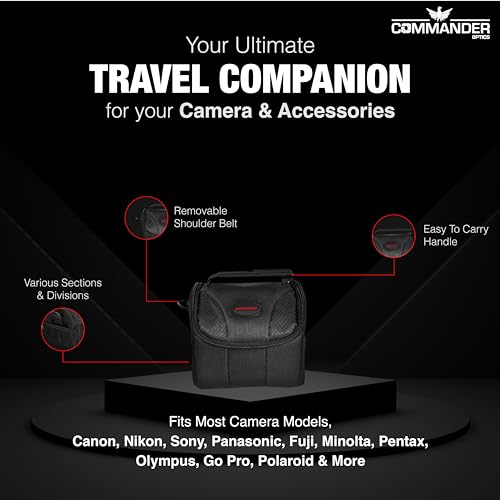 COMMANDER OPTICS Small Camera Bag - Water Resistant, Soft Padded, Compact Travel Bag for Canon EOS, Nikon, Sony & More DSLR Cameras/Camcorders Ample Storage and Protection for Your Equipment (Small)