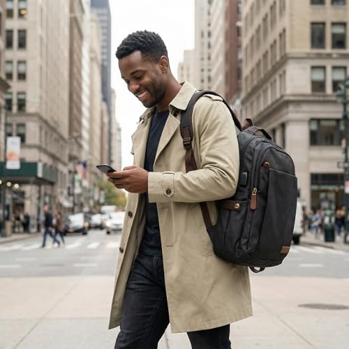 Travel Backpack Mens Business Laptop Bag with Multi-Pockets Minimalist Nylon Daypack Fits 16 Inch Notebook Casual Work Bag (BLK) - color: Blk