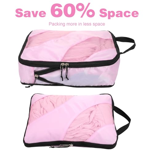 6 Pcs Set ompression Packing Cubes, Expandable Large Packing Cubes for Suitcases and Backpack, Compression Suitcase Organizers with Shoe Bag for Travel