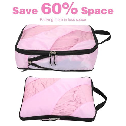 6 Pcs Set ompression Packing Cubes, Expandable Large Packing Cubes for Suitcases and Backpack, Compression Suitcase Organizers with Shoe Bag for Travel