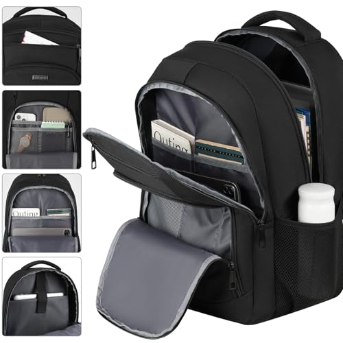 BIKROD Travel Laptop Backpack for Men and Women, Black School Backpacks for Teen Boys and Girls, Water Resistant Back Pack, Business Sturdy Computer Bag - size: 15.6 Inch