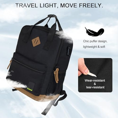 Goloni Small Carry On Travel Backpack with USB Charging Port, Lightweight Water Resistant Mini Carry-on Backpack for Men Women, Compact Personal Everyday Backpack,Black - color: Black