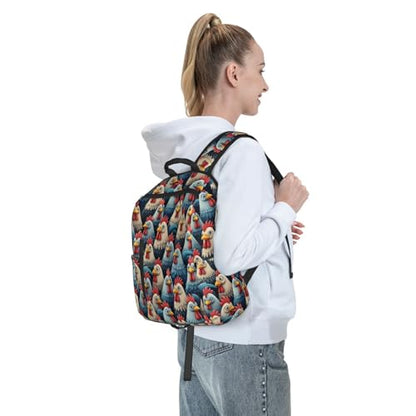 Eco Polyester Backpack Cute Chickens, Ergonomic Straps, Fits Tablet, for Work or Hiking - color: Picture (197)