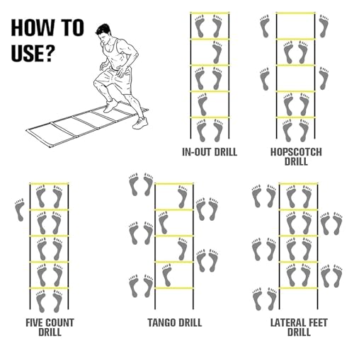 Agility Ladder, Speed Ladder, Cones Football Training Equipment, Speed Agility Set, for Indoor/Outdoor - size: 4m
