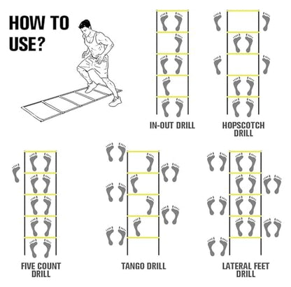 Agility Ladder, Speed Ladder, Cones Football Training Equipment, Speed Agility Set, for Indoor/Outdoor - size: 4m