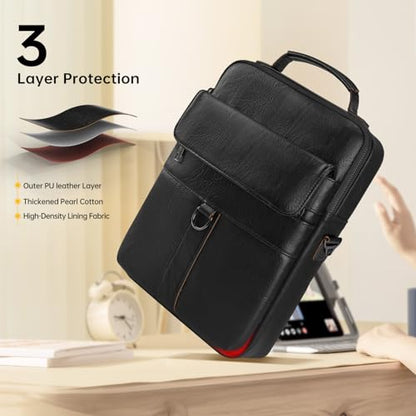 13 Inch Laptop Leather Sleeve for 2026-2022 MacBook Air 13 M5 M4 M3 M2 A3449 A3240 A3113 A2681, 13" MacBook Neo A18, Protective Carrying Bag Shoulder Travel Case with Pockets, Black - color: Black, size: 13 Inch