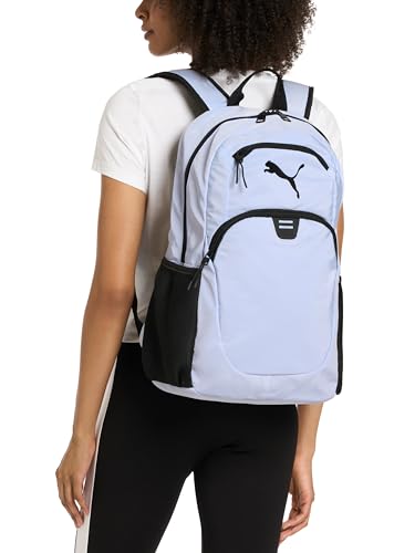 PUMA Women's Poppy Backpack in Memory Cloth with Laptop Sleeve, Luggage Strap & Water Bottle Pockets - color: Baltic Sea/Blue Jewel