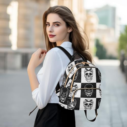 ALAZA Mini Backpack Purse for Women Lightweight Girls Small Size Gothic Skull Black and White School Teens College Traveling - color: Gothic Skull Black and White, size: Small