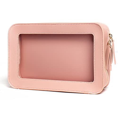 LETGO Clear Makeup Bags, TSA Approved Toiletry Bag with Zipper, Clear Makeup Organizer Fit Carry-on Travel Essentials,Clear Cosmetic Bags for Women Men (C-Pink) - color: C-Pink