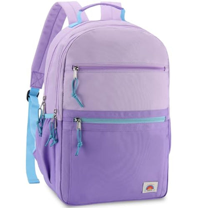 VASCHY School Backpack, Lightweight Classic Cute Aesthetic Bookbag Daypack for Teen Boys Girls Traveling/Gym/Middle School Lightweight Purple - color: Light Purple-l, size: Large-17in