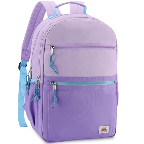 VASCHY School Backpack, Lightweight Classic Cute Aesthetic Bookbag Daypack for Teen Boys Girls Traveling/Gym/Middle School Lightweight Purple - color: Light Purple-l, size: Large-17in