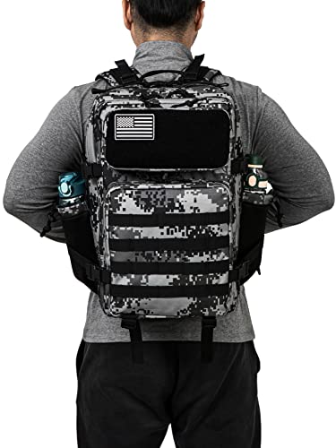QT&QY 25L/45L Military Tactical Backpack For Men Molle Daypack 3 Day Bug Out Bag Hiking Rucksack With Bottle Holder - color: 45l 1.1 Black Digital Camo