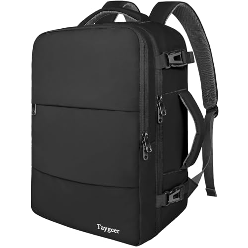 Taygeer Travel Laptop Backpack for Men Women, Airplane Approved Travel Backpack Suitcase with Water Bottle Pocket, Lightweight College 35l Luggage Bag 15.6inch Laptop Mochila Gifts for Business,Black - color: Black, size: Large