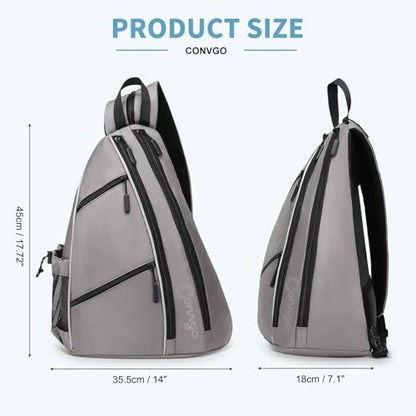 Pickleball Bag for Women Men, Adjustable Pickleball Backpack, 2 in 1 Sports Sling Bag for Pickleball Tennis - color: Grey