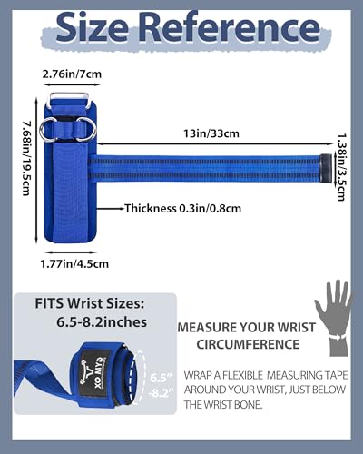 2-in-1 Weight Lifting Straps with D Ring, 7mm Neoprene Padded Wrist Support for Men & Women, Heavy Duty Gym Wrist Straps & Cable Machine Attachment for Gym, Powerlifting, Rows, Pull-ups - color: Blue