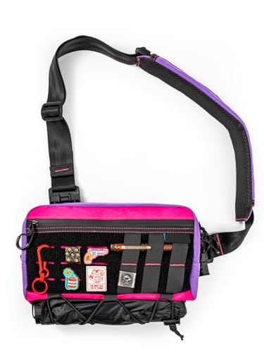 TACTICAL_GEEK Cache L3 Purple Crossbody Shoulder Bag, Men Multipurpose Sling Bag, Chest Backpack Casual Shoulder for Daily Carry - color: Black-purple