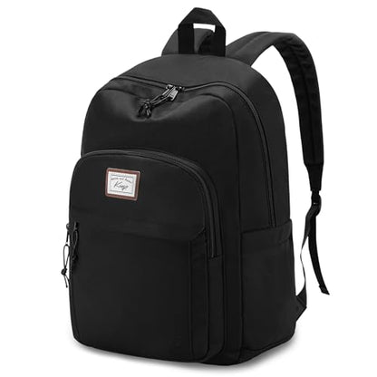 Kasqo School Backpack,Water Resistant Middle High School Bookbag for Teens Girls Boys School Bag Casual Women Men Daypack for Travel College Black - color: Black