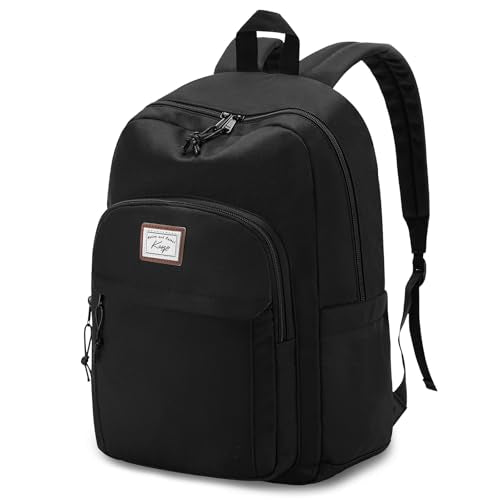 Kasqo School Backpack,Water Resistant Middle High School Bookbag for Teens Girls Boys School Bag Casual Women Men Daypack for Travel College Black - color: Black