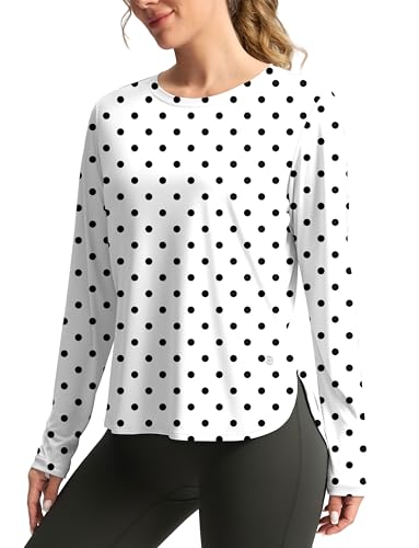 Women's Sun Shirts UPF 50+ Long Sleeve UV Protection Shirt Lightweight Quick Dry Workout Hiking Tops for Women - color: Black Dot, size: Medium