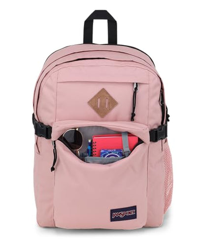 JanSport Main Campus Backpack - Travel or Work backpack w 15-Inch Laptop Sleeve and Dual Water Bottle Pockets, Misty Rose - color: Misty Rose