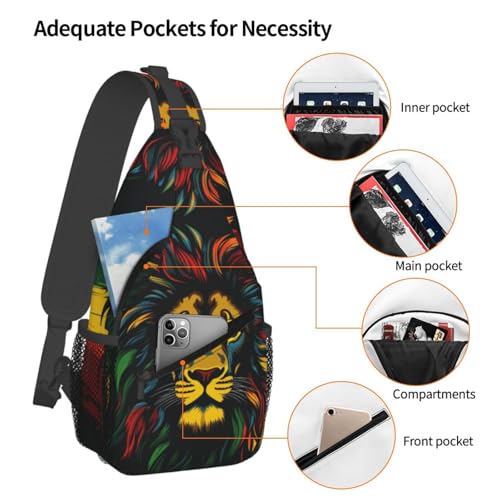 Jamaica Reggae Music Lion Outdoor Crossbody Shoulder Bag For Unisex Young Adult Hiking Bicycling - color: 1