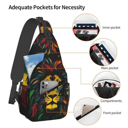 Jamaica Reggae Music Lion Outdoor Crossbody Shoulder Bag For Unisex Young Adult Hiking Bicycling - color: 1