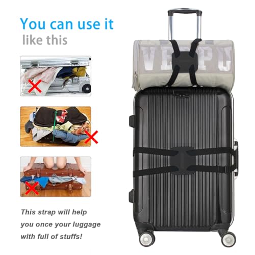 Luggage Bungee Bag Bungee, Luggage Straps Suitcase Adjustable Belt – an Adjustable and Portable Travel Suitcase Accessory-Black Buckle - color: Black buckle