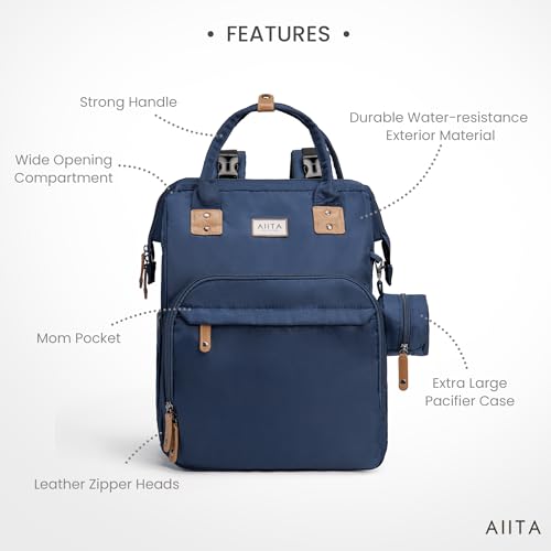 Diaper Bag Backpack, Multifunction Diaper Bag with Changing Station, Stylish Baby Bags, Large Unisex Diaper Backpack for Mom and Dad, Baby Registry Search, Portable Changing Pad – Navy Blue - color: Navy Blue