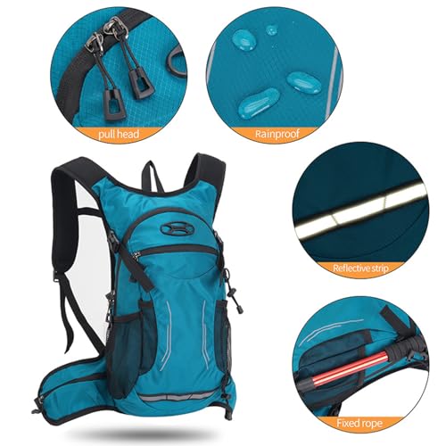 18L Hydration Backpack, Lightweight Breathable Hiking Backpack with Reflective Strips, for Riding Camping Running Commuting - color: Lake Blue