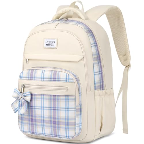 School Backpack for Teen Girls: Cute Bookbags Middle High School College Casual Back pack 15.6 inch Laptop Backpacks Vintage Bags Women Travel Daypacks Mochilas Escolares Beige - color: 1-beige, size: 15.6 Inch