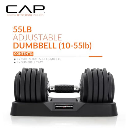 CAP ADJUSTABELL Adjustable Dumbbell Weights - Singles & Pairs | 12.5 lb, 25 lb & 55 lb | Multiple Handle Options - size: 55 lb - Honeycomb Chrome and Black Handle, style: Single