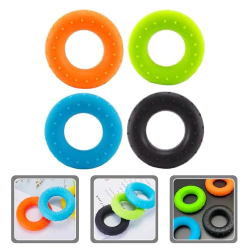 Toyvian 4pcs Silicone Hand Strengthener Rings Grip Trainer Set with 30-60lb Resistance for Forearm Strengthening and Rehabilitation Fitness Training at Home