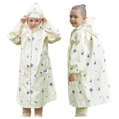 Toddler Kids Raincoat Boys Girls Rain Jacket Waterproof Rain Poncho Reusable Outwear Rainwear Rain Suit - color: Fawn, size: 4-6 Years