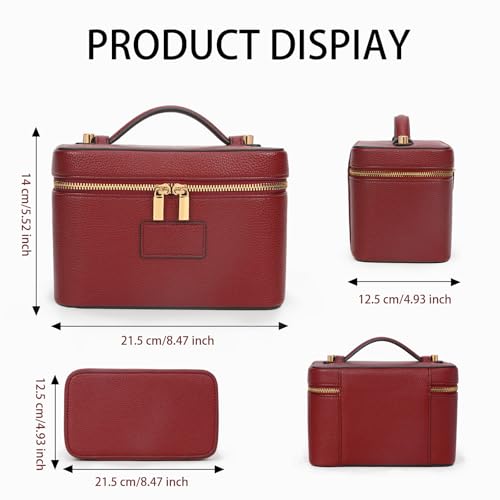 Makeup Bag Vanity Case with Removable Divider Travel Toiletry Bag Portable Cosmetic Bag Makeup Organizer Case (Claret) - color: Claret